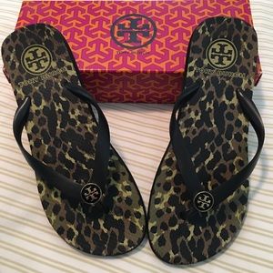 Tory Burch Leopard Flip Flops